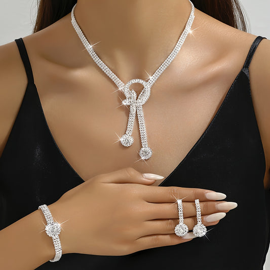 "Evening Dress Jewelry Set: Necklace, Earrings & Bracelet"