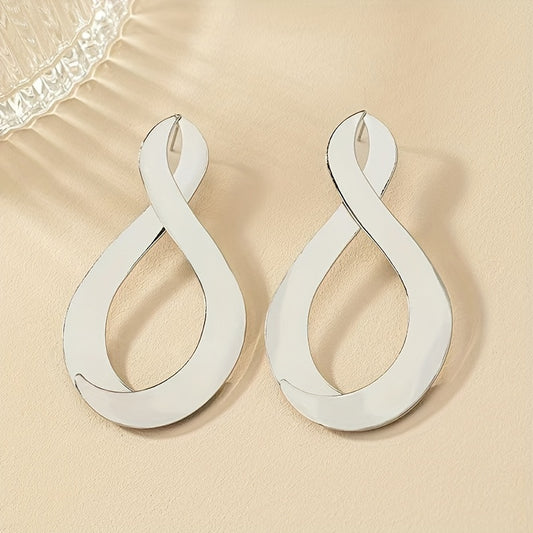 "Vintage Golden Infinity Dangle Earrings, Trendy 8-Shaped Design"