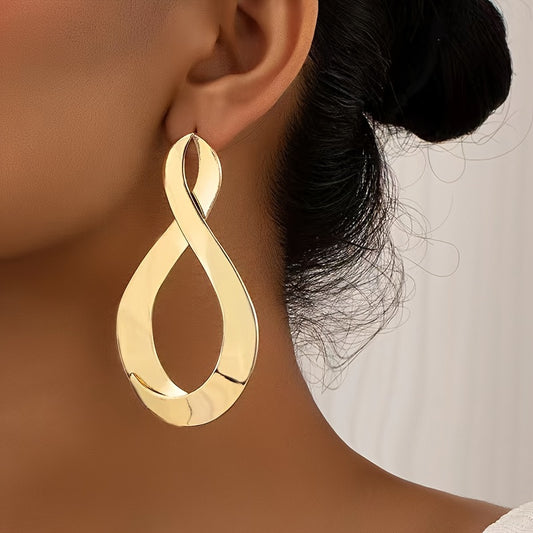 "Vintage Golden Infinity Dangle Earrings, Trendy 8-Shaped Design"