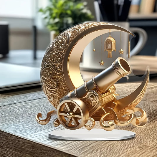 2D Flat A Colorful 2D Acrylic Sun Catcher in a Transparent Bohemian Style, Perfect for Ramadan And Eid Decorations. This Decorative Sign And Plaque Can Be Used on Tabletops in Homes And Offices, Serving Multiple Purposes. It'