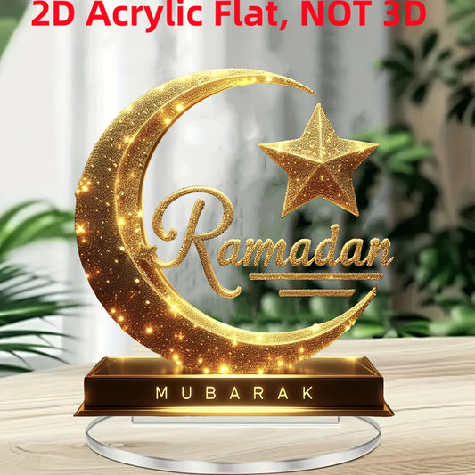1pc Crystal Decoration, 2D Plane, New Moon Ramadhan, Islamic Faith Theme, Contemporary Acrylic Tabletop Multipurpose Decoration with Window Display for Ramadan, Easter, Gift