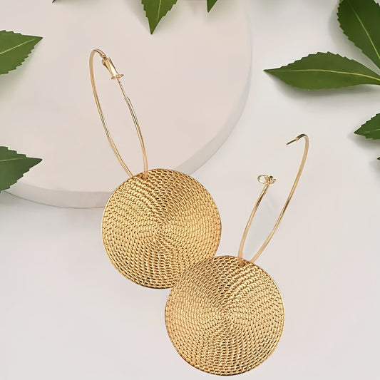 "Trendy Round Geometric Hoop Earrings – Creative & Versatile Design."
