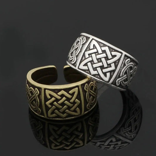 Viking Ring – Slavic Svarog Talisman and Star of Russia Adjustable Open Ring for Men and Women, Jewelry Gift.