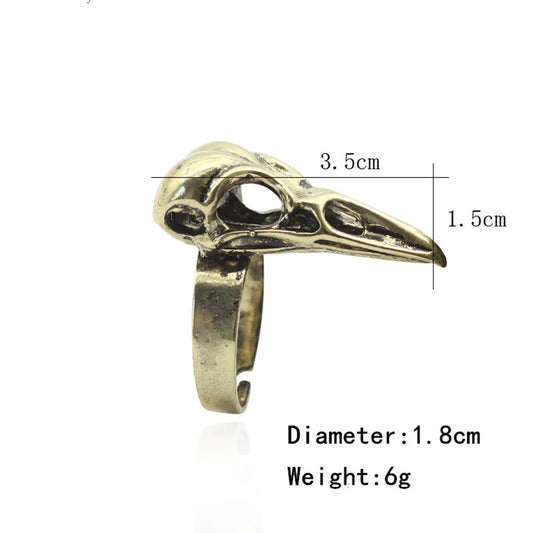 Viking Odin Raven Skull Ring – Gothic Nordic design with crow/eagle skull for Men.