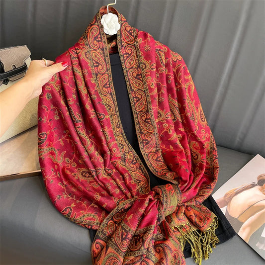 Luxury Cashmere Pashmina Shawl with Print for Women