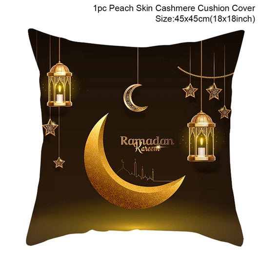 2025 Eid Mubarak Pillowcase Decor for Home Sofa Cushion Cover Islamic Ramadan Kareem Decoration Mosque Muslim Pillow Cover Gifts