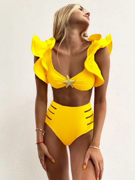 Two-Piece Floral Push-Up Padded Bra Ruffle Bandage Bikini Set 2025