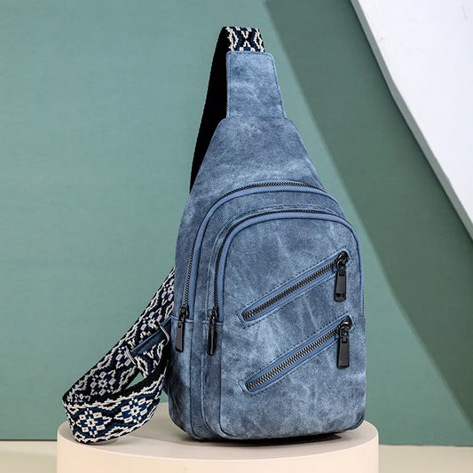 Women's Fashionable High-Quality Soft PU Leather Chest and Crossbody Shoulder Bag