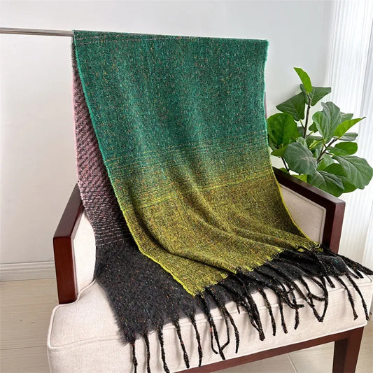 Geometric Stripe Winter Cashmere Scarf for Women