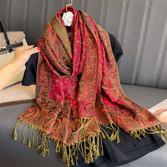 Luxury Cashmere Pashmina Shawl with Print for Women