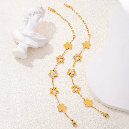 "316L Stainless Steel Gold Lucky Clover Bracelet for Women"