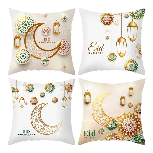 Eid Mubarak Pillowcase Cushion Cover Ramadan Kareem Decor For Home 2025 Sofa Cushion Cover Islamic Mosque Muslim Party Gifts