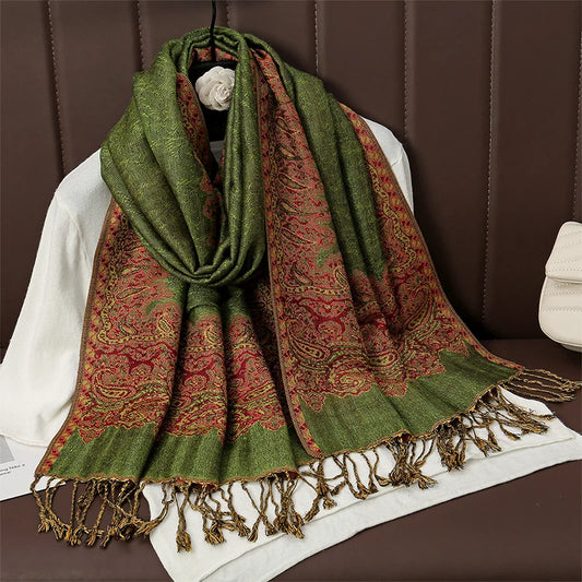Luxury Cashmere Pashmina Shawl with Print for Women