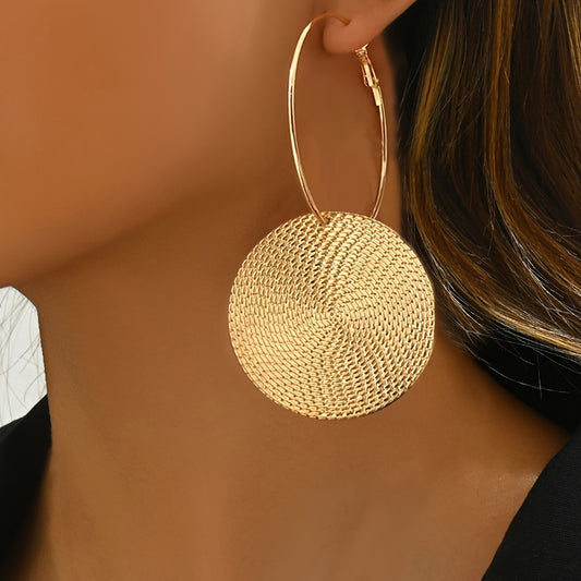"Trendy Round Geometric Hoop Earrings – Creative & Versatile Design."