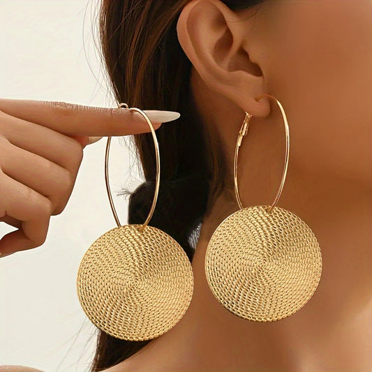 "Trendy Round Geometric Hoop Earrings – Creative & Versatile Design."