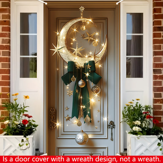 2D Door Banner 1pc, 2D Flat, Ramadan Background Door Curtain Decoration, Size: 185Cm * 90Cm/72.8In * 35.4In, Ramadan Theme, Indoor And Outdoor Door Curtains, Outdoor Islamic Home Decoration Celebrating Eid Al Fitr, Mubarak Ra