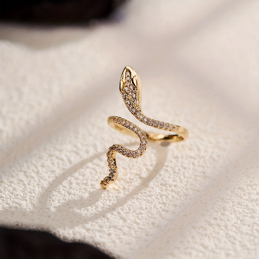 A Stylish And Minimalist Snake-Shaped Luxury Ring with a Unique Open Design for Women.