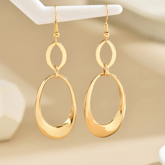 Elegant & Sexy Oval Geometric Drop Earrings - Zinc Alloy, Iron Posts, Perfect for Everyday & Vacation Wear