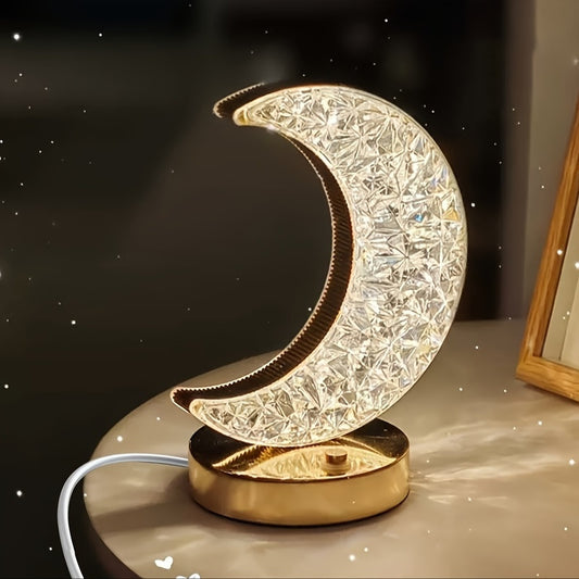 1pc Moon Table Lamp - Romantic Decorative Item for Bedroom, Ramadan, Eid al-Fitr, Valentine'S Day, Weddings, Birthdays, Graduation Ceremonies, and Parties - LED Lights, Power Mode, No Battery, Moon and Stars Shape, Suitable f