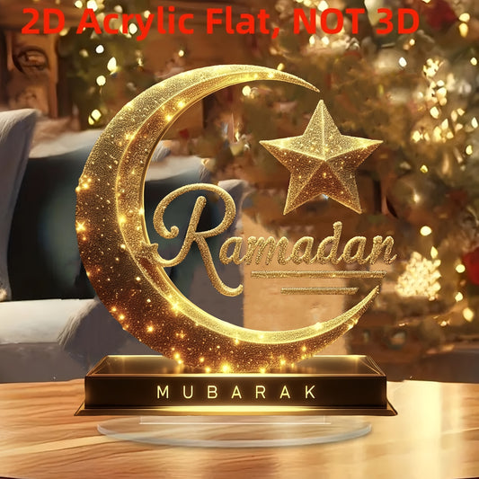 1pc Crystal Decoration, 2D Plane, New Moon Ramadhan, Islamic Faith Theme, Contemporary Acrylic Tabletop Multipurpose Decoration with Window Display for Ramadan, Easter, Gift