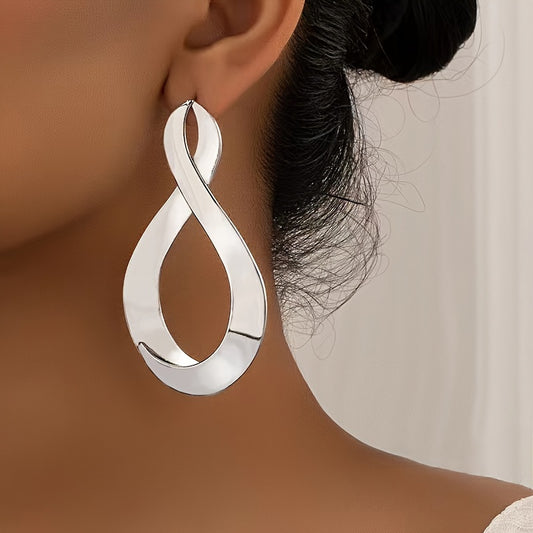"Vintage Golden Infinity Dangle Earrings, Trendy 8-Shaped Design"