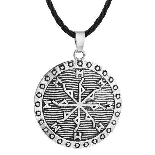 Slavic Kolovrat Pendant – Pagan amulet with Viking runes and Star of Russia design. Vintage talisman necklace.