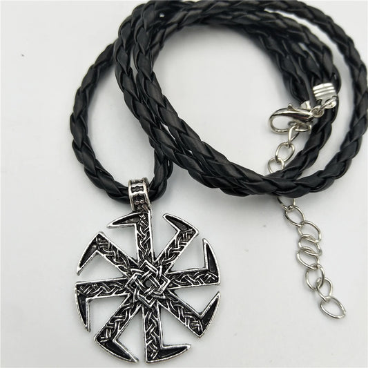 Slavic Kolovrat Amulet Pendant – Pagan Sunflower Talisman Necklace, Norse Jewelry, and Slavic Symbol. Free shipping.