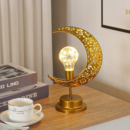 Ramadan Moon Star Light Gold EID Mubarak Ornaments Castle Table Decor 2025 Eid Celebrate Adha Gifts Muslim Desktop Home Decor