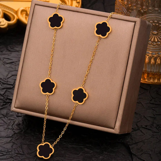 316L Stainless Steel 5-Leaf Clover Pendant Necklace