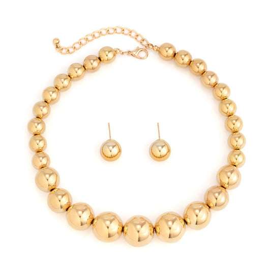 Punk Vintage Acrylic Bead Necklace and Drop Earrings Set for Women
