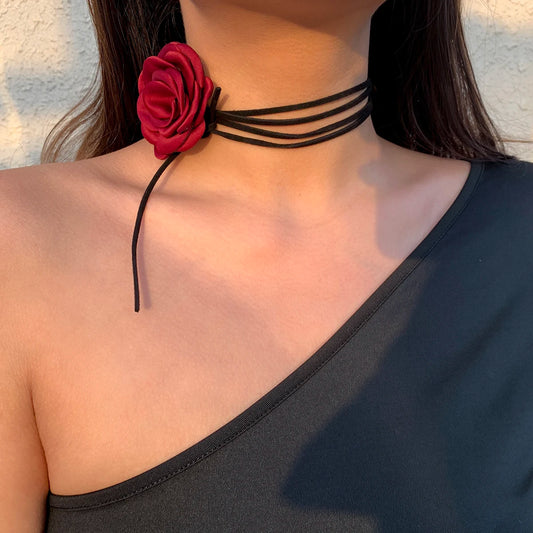 Gothic Rose Flower Clavicle Choker Necklace for Women