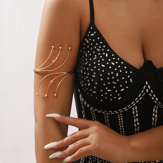 "European-American Street Style Snake Arm Ring with Musical Notes, Multi-Layer Adjustable Bracelet"