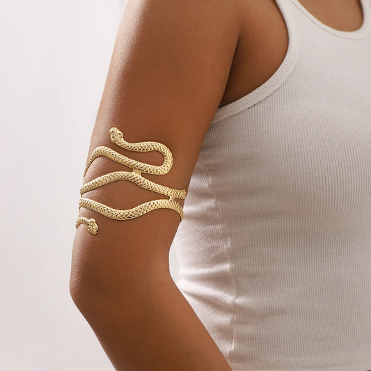 "European-American Street Style Snake Arm Ring with Musical Notes, Multi-Layer Adjustable Bracelet"