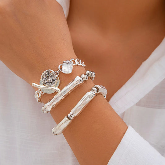 Ingemark Vintage Coin Pendant Bracelet Set for Women