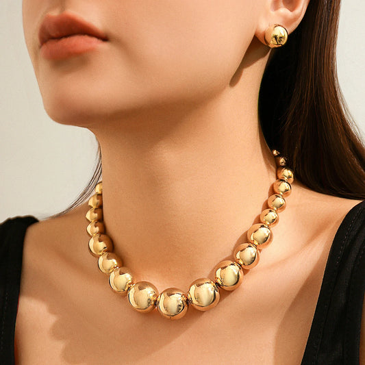 Punk Vintage Acrylic Bead Necklace and Drop Earrings Set for Women